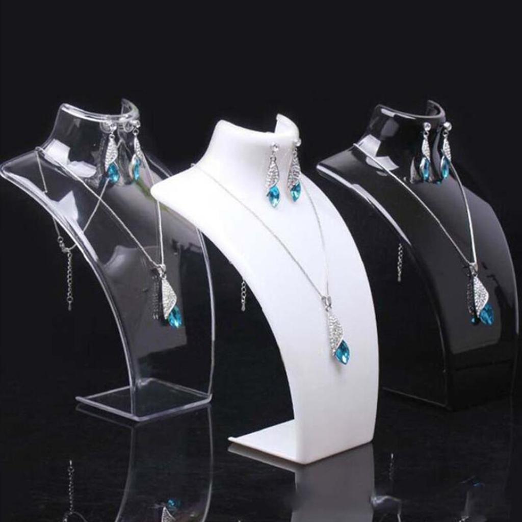 Acrylic Necklace Pendant Display Bust Mannequin Stand Holder White