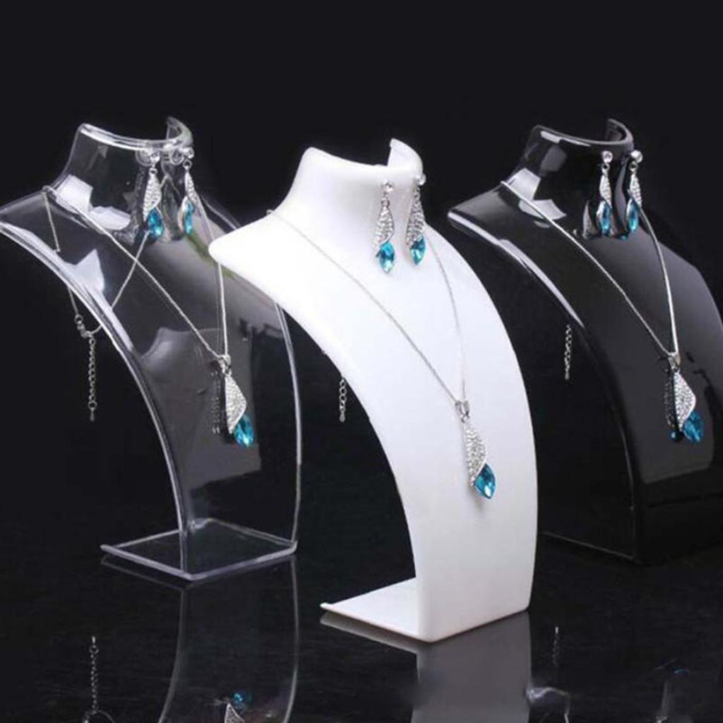 Acrylic Necklace Pendant Display Bust Mannequin Stand Holder Black