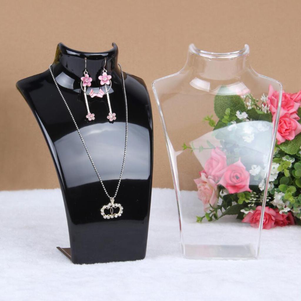 Acrylic Necklace Pendant Display Bust Mannequin Stand Holder Black