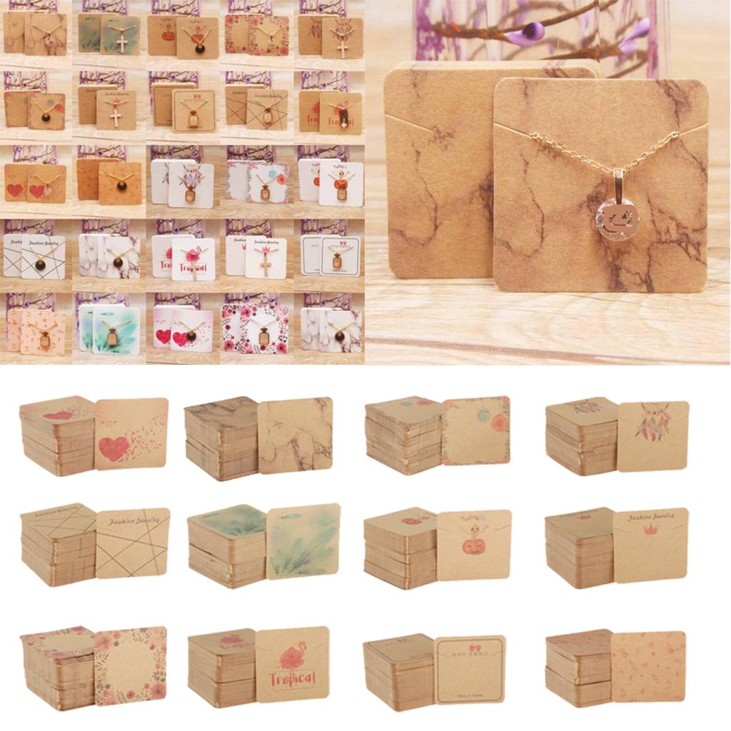 100pcs Jewerly Tag Square Stud Display Packing Card for Gift Tag Label A