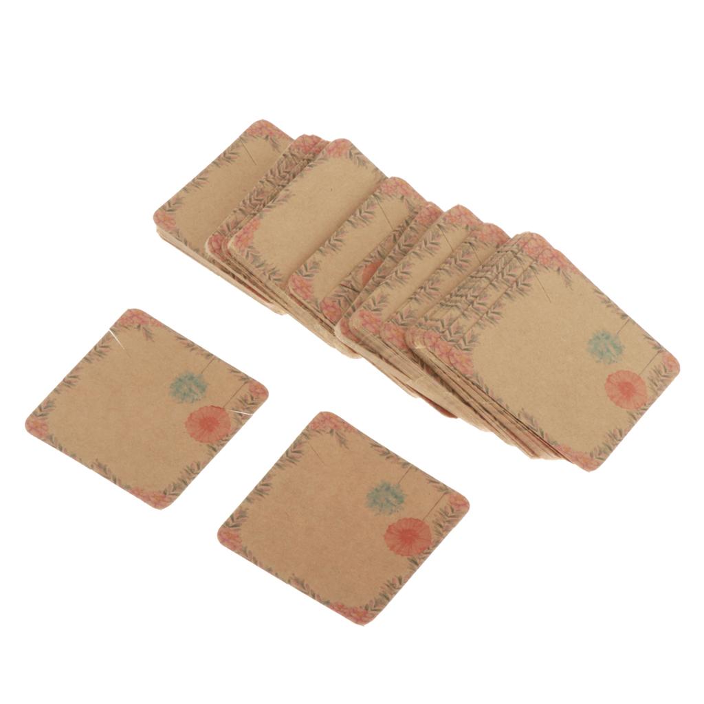 100pcs Jewerly Tag Square Stud Display Packing Card for Gift Tag Label G