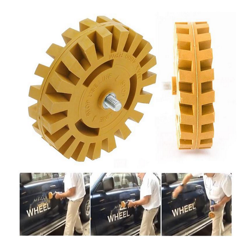 4'' 100mm Pneumatic Rubber Wheels w/ Connecting Rod Eraser Removal Tool