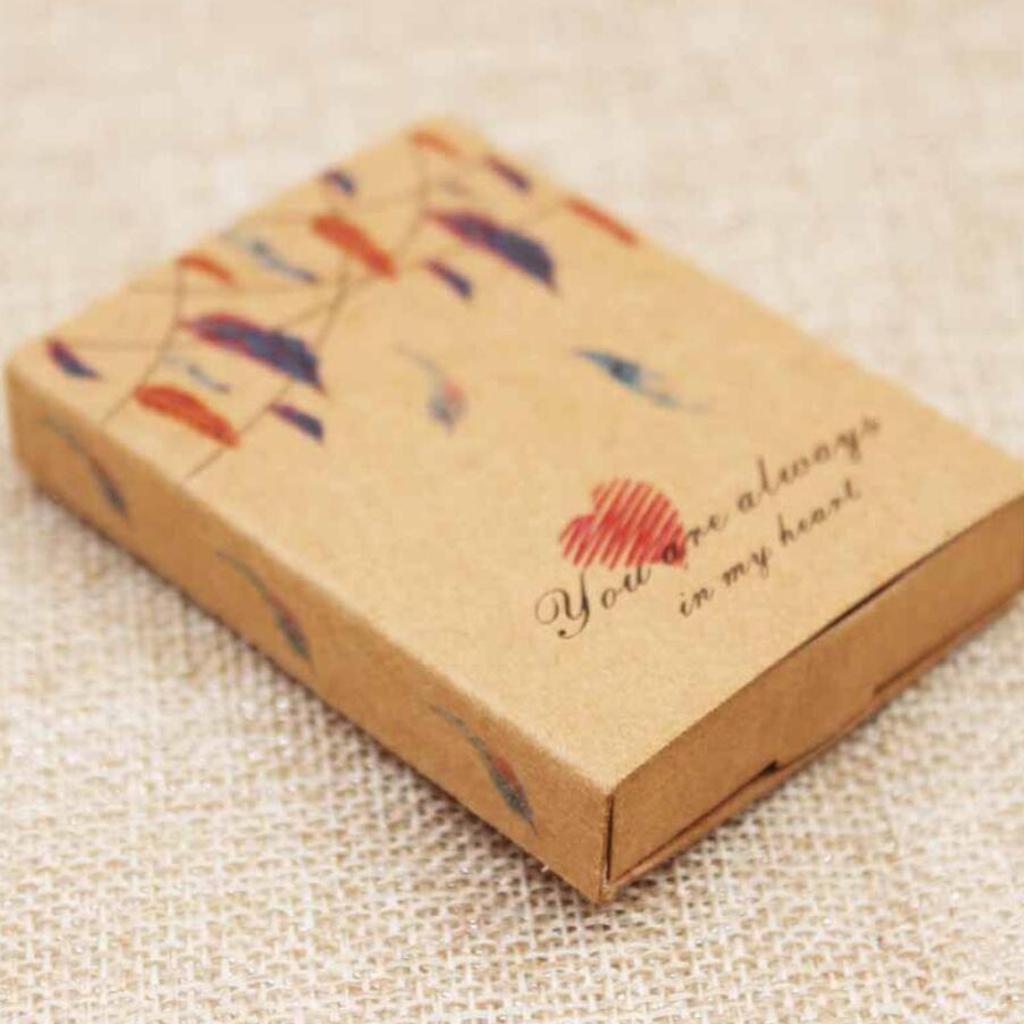 12 x Candy Box Gift Boxes Necklace Drawer Box Wedding Favor Feather - Kraft