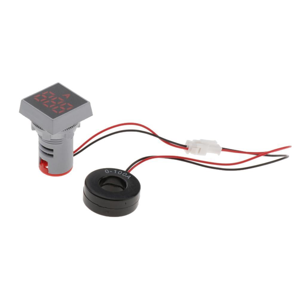 22mm AC 0-100A Ammeter Current Meter LED Digital Display Mini Square Red