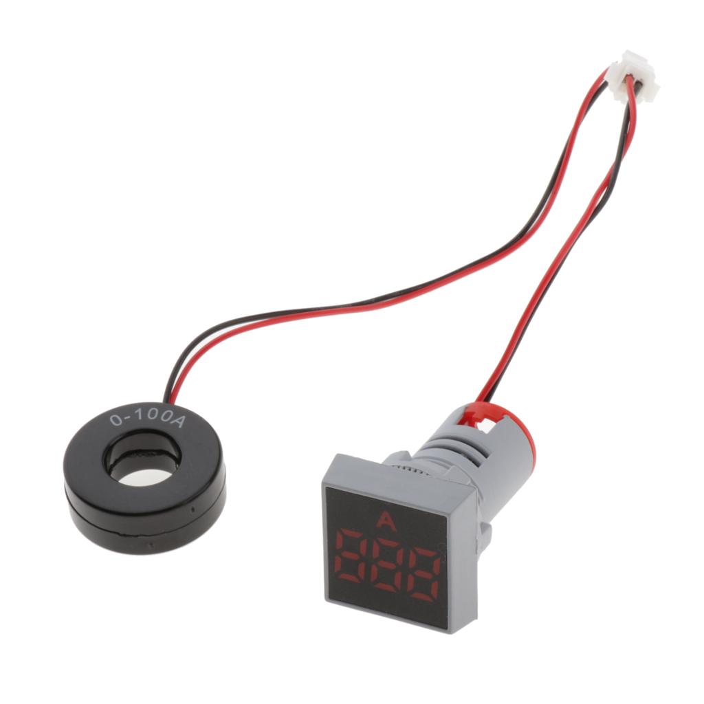 22mm AC 0-100A Ammeter Current Meter LED Digital Display Mini Square Red