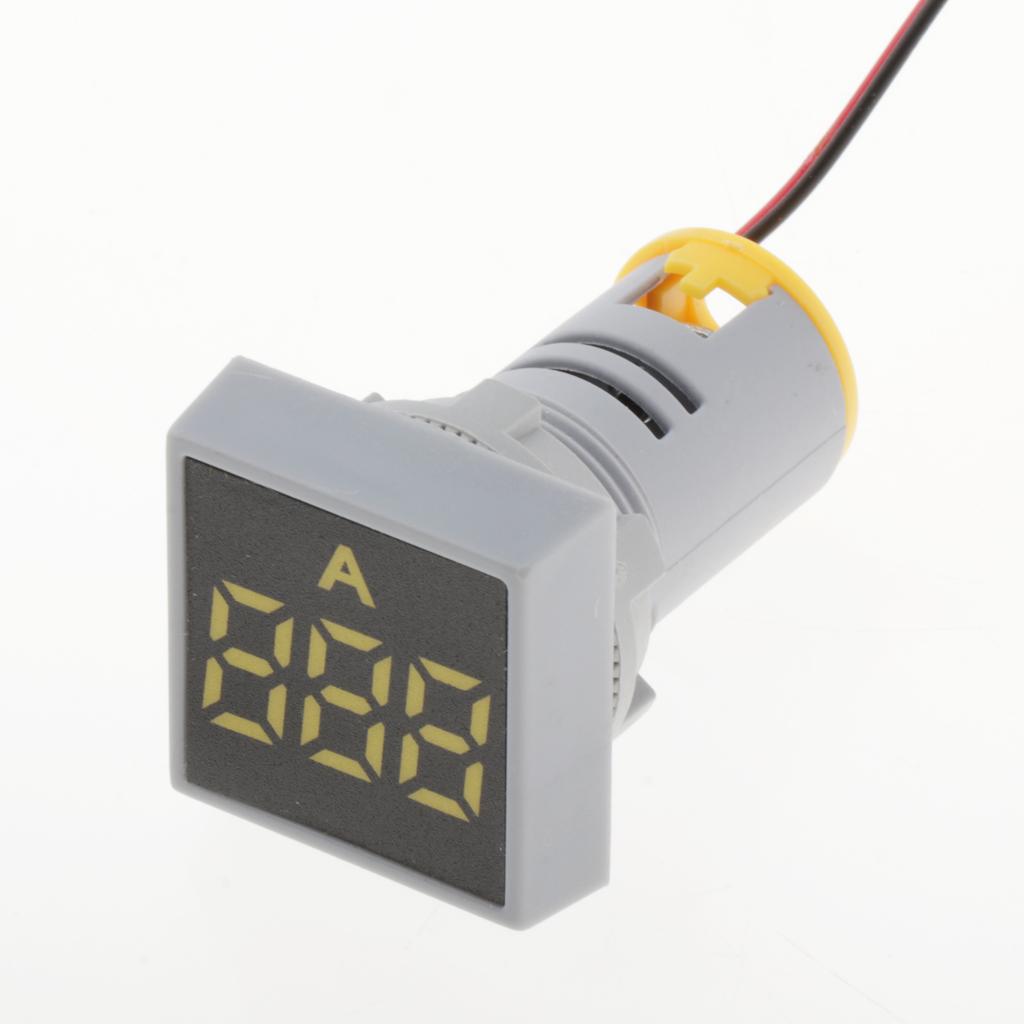 22mm AC 0-100A Ammeter Current Meter LED Digital Display Mini Square Yellow