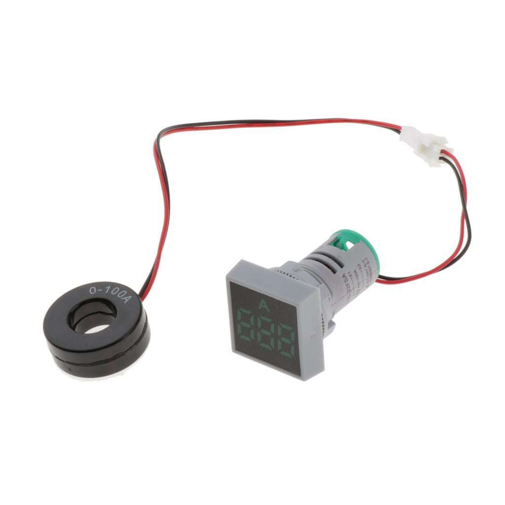 22mm AC 0-100A Ammeter Current Meter LED Digital Display Mini Square Green