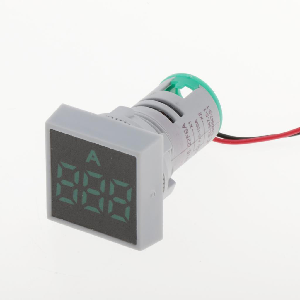 22mm AC 0-100A Ammeter Current Meter LED Digital Display Mini Square Green