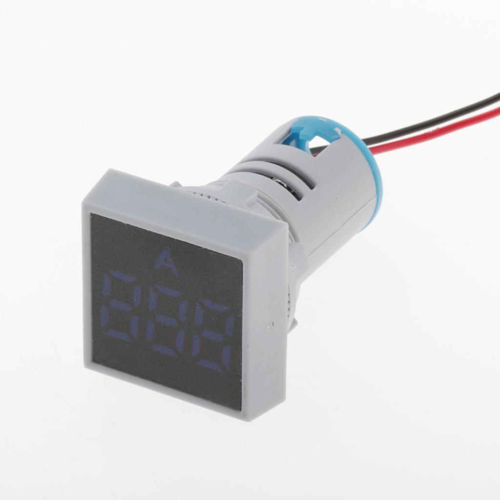 22mm AC 0-100A Ammeter Current Meter LED Digital Display Mini Square Blue