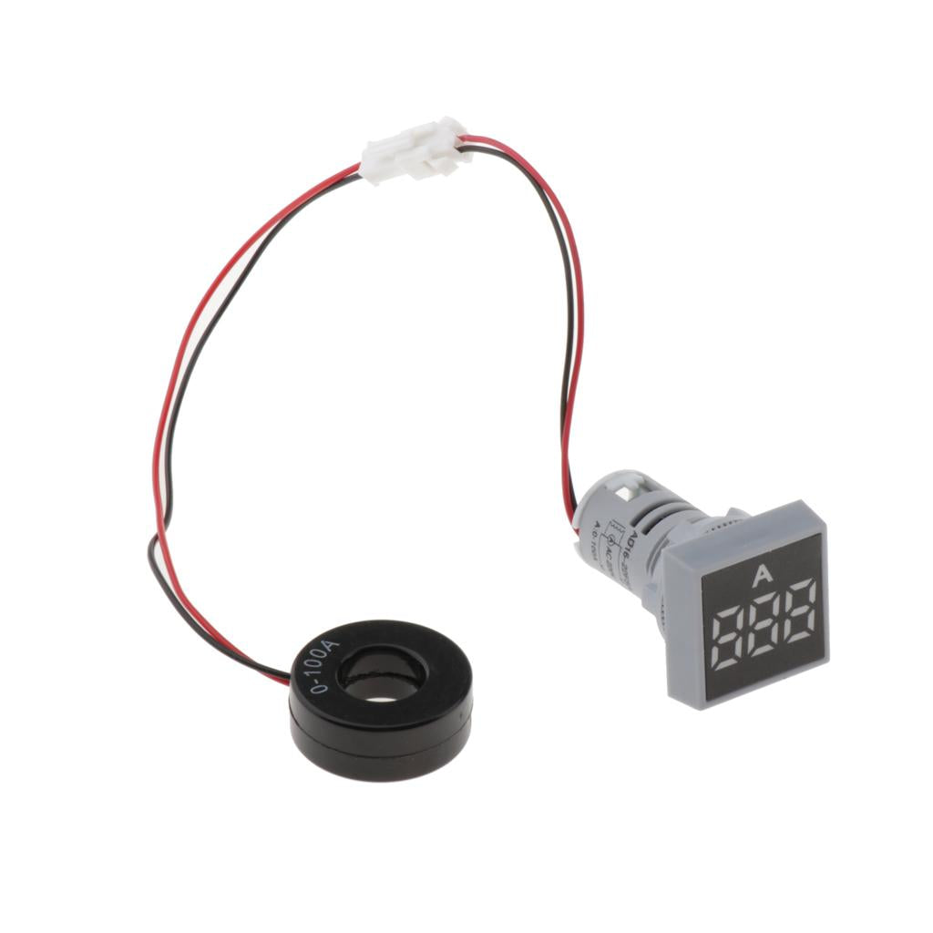 22mm AC 0-100A Ammeter Current Meter LED Digital Display Mini Square White