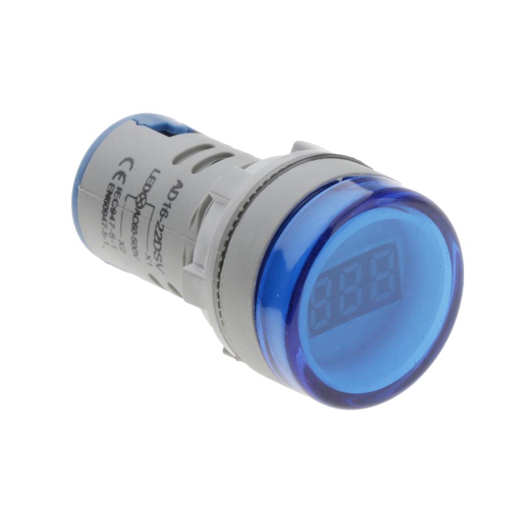 0-100A LED Digital Ampermeter Indicator Volt Tester Monitor Round 2 in 1 AC Blue