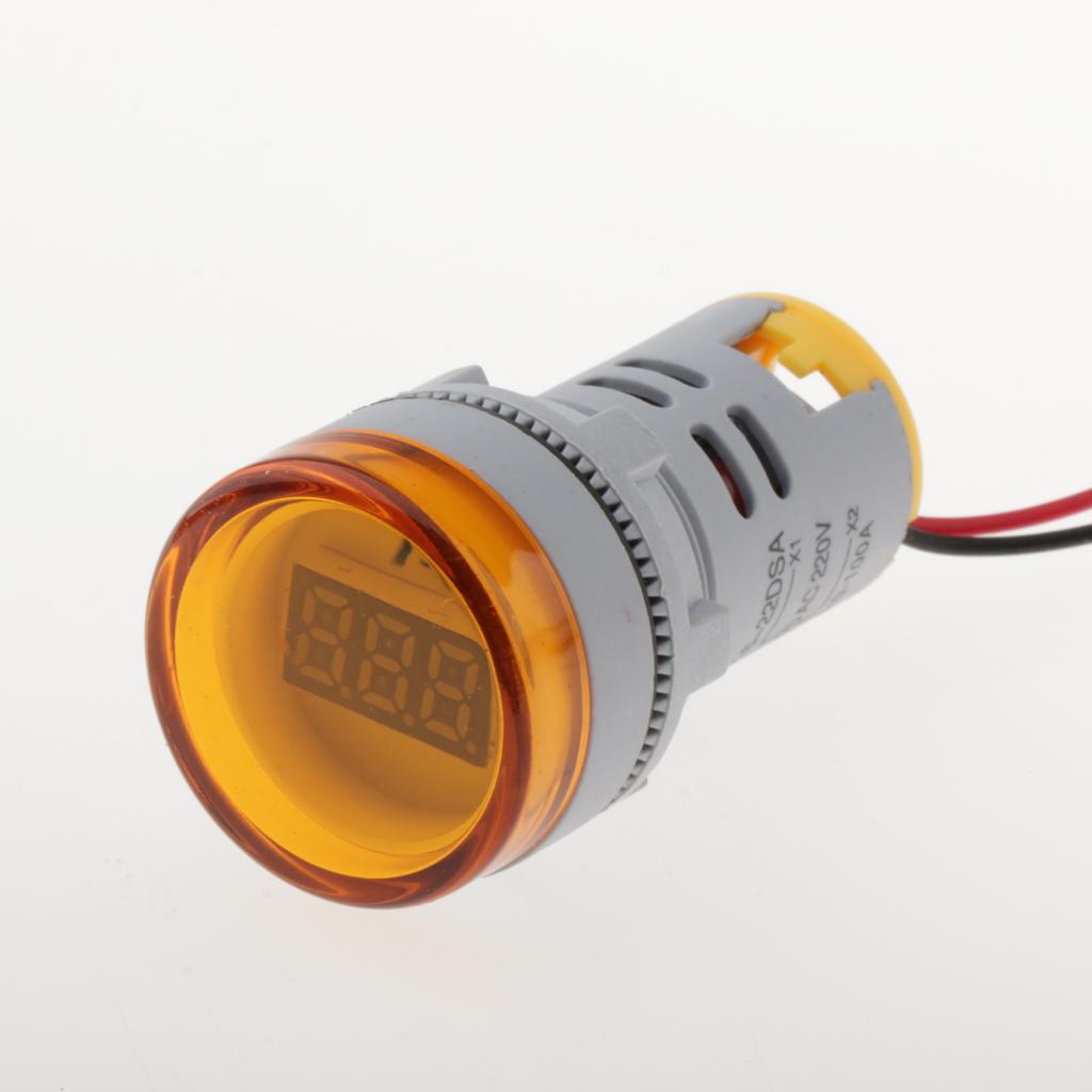 22mm AC 0-100A Ammeter Current Meter LED Digital Display Cylindrical Yellow