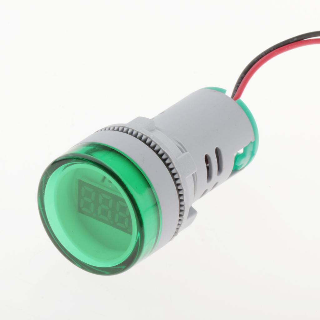 22mm AC 0-100A Ammeter Current Meter LED Digital Display Cylindrical Green