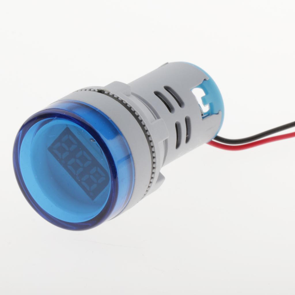 22mm AC 0-100A Ammeter Current Meter LED Digital Display Cylindrical Blue