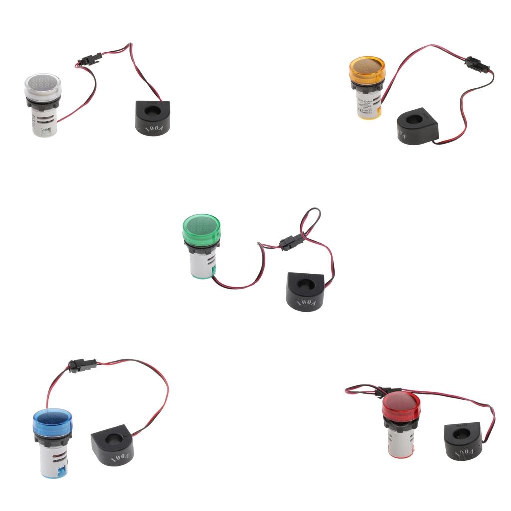 1pc Round LED Digital Ampermeter Signal Current Indicator Voltage Amp AC Red