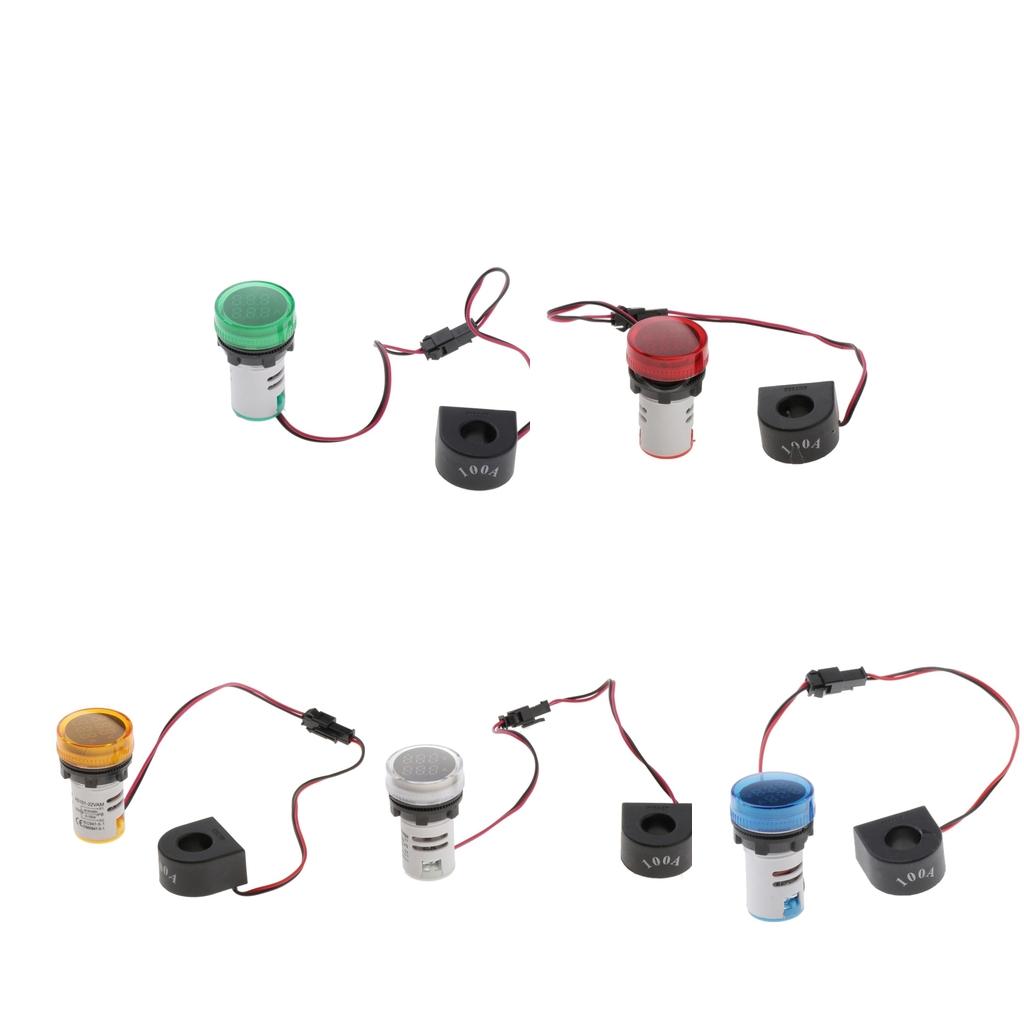 1pc Round LED Digital Ampermeter Signal Current Indicator Voltage Amp AC Red