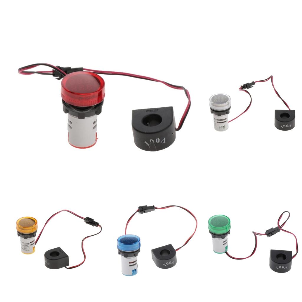 1pc Round LED Digital Ampermeter Signal Current Indicator Voltage Amp AC Red