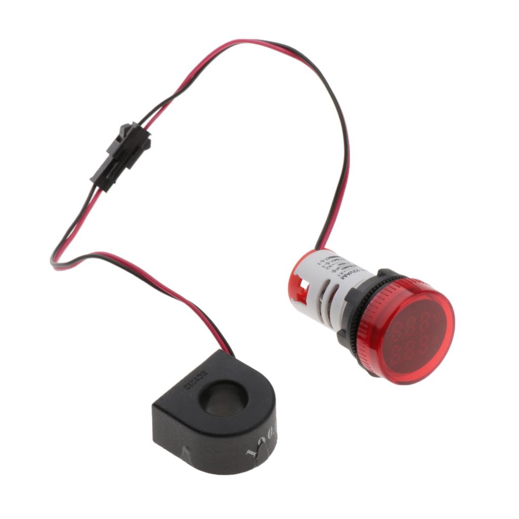 1pc Round LED Digital Ampermeter Signal Current Indicator Voltage Amp AC Red