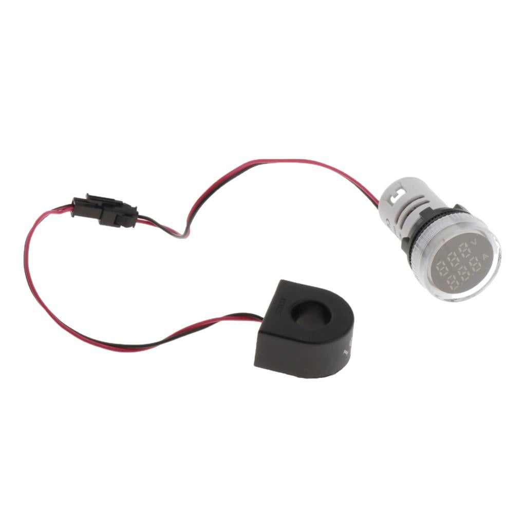 1pc Round LED Digital Ampermeter Signal Current Indicator Voltage Amp AC White
