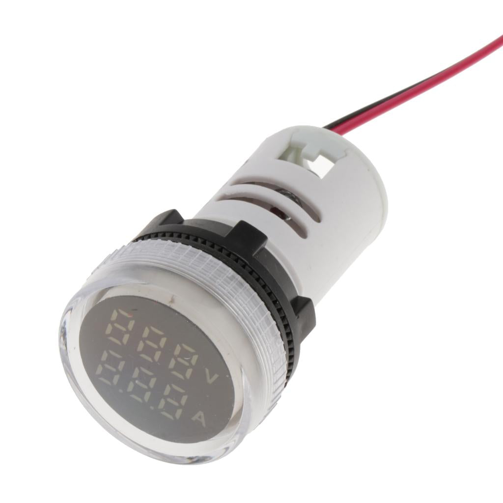 1pc Round LED Digital Ampermeter Signal Current Indicator Voltage Amp AC White