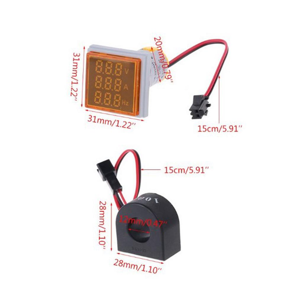 Square LED Digital Hertz Meter Voltage Current Frequency Indicator Red