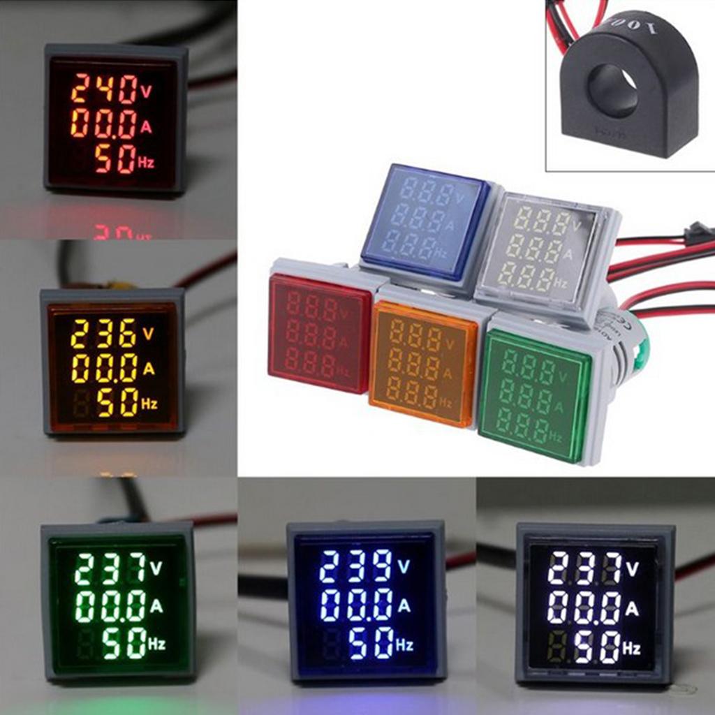 Square LED Digital Hertz Meter Voltage Current Frequency Indicator Red