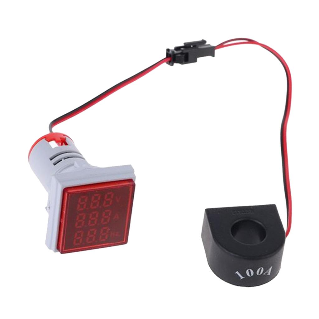 Square LED Digital Hertz Meter Voltage Current Frequency Indicator Red