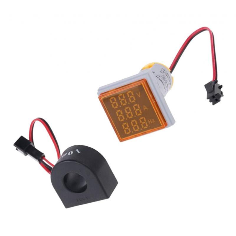 Square LED Digital Hertz Meter Voltage Current Frequency Indicator Yellow