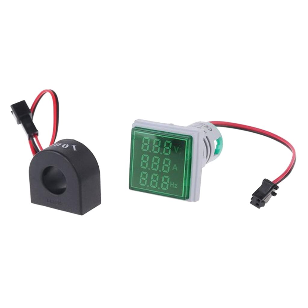 Square LED Digital Hertz Meter Voltage Current Frequency Indicator Green