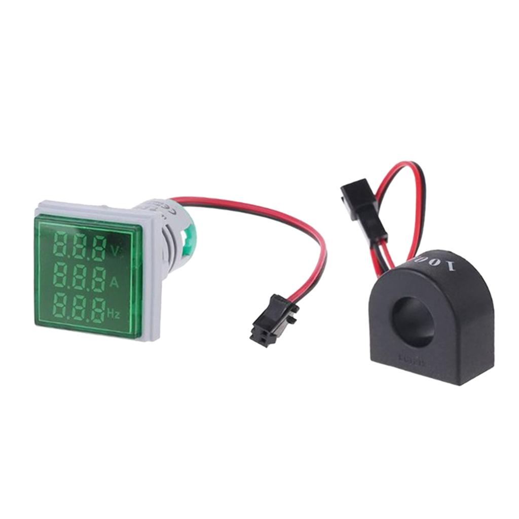 Square LED Digital Hertz Meter Voltage Current Frequency Indicator Green