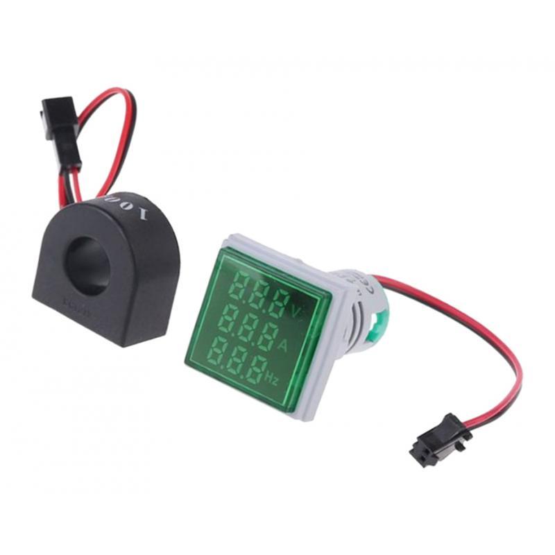 Square LED Digital Hertz Meter Voltage Current Frequency Indicator Green