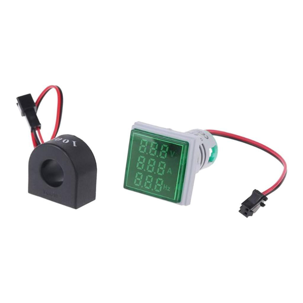 Square LED Digital Hertz Meter Voltage Current Frequency Indicator Green