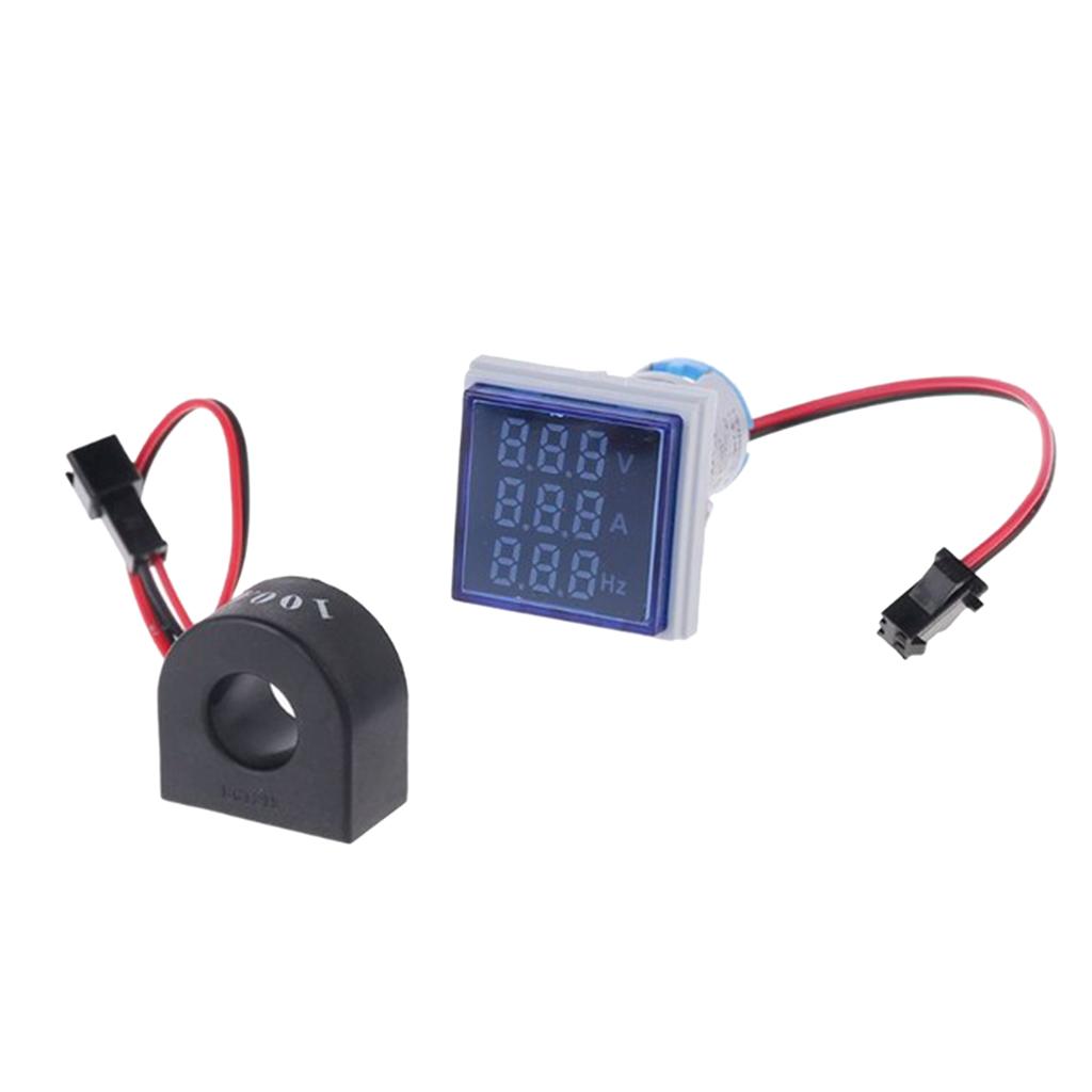 Square LED Digital Hertz Meter Voltage Current Frequency Indicator Blue