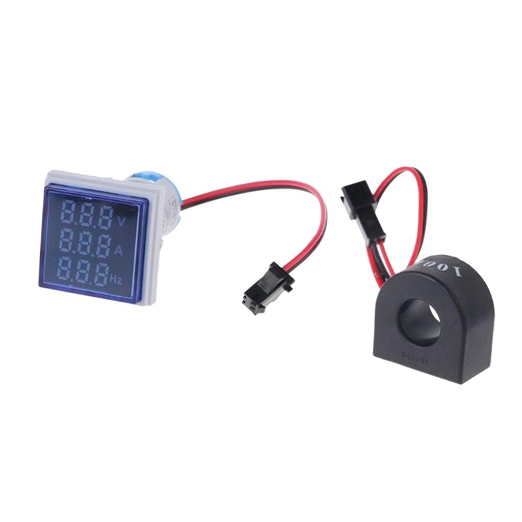 Square LED Digital Hertz Meter Voltage Current Frequency Indicator Blue