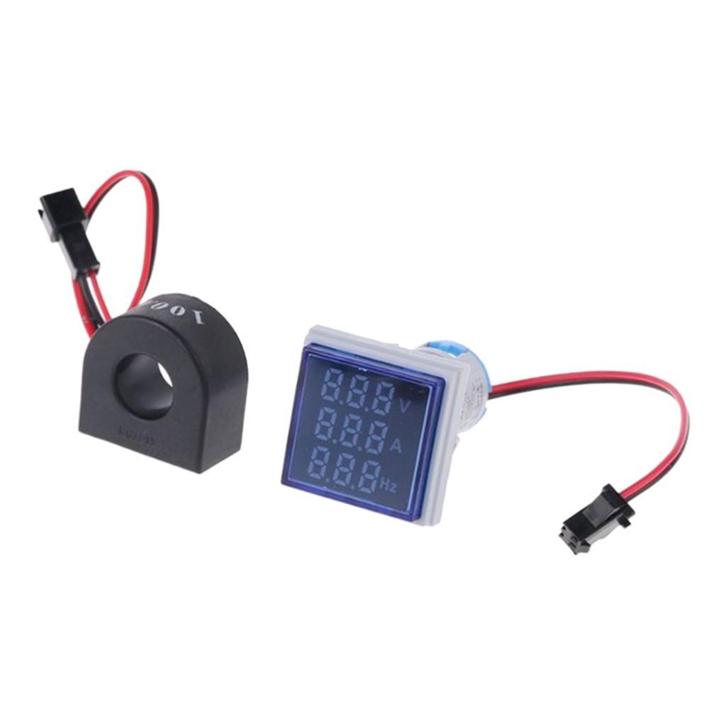 Square LED Digital Hertz Meter Voltage Current Frequency Indicator Blue