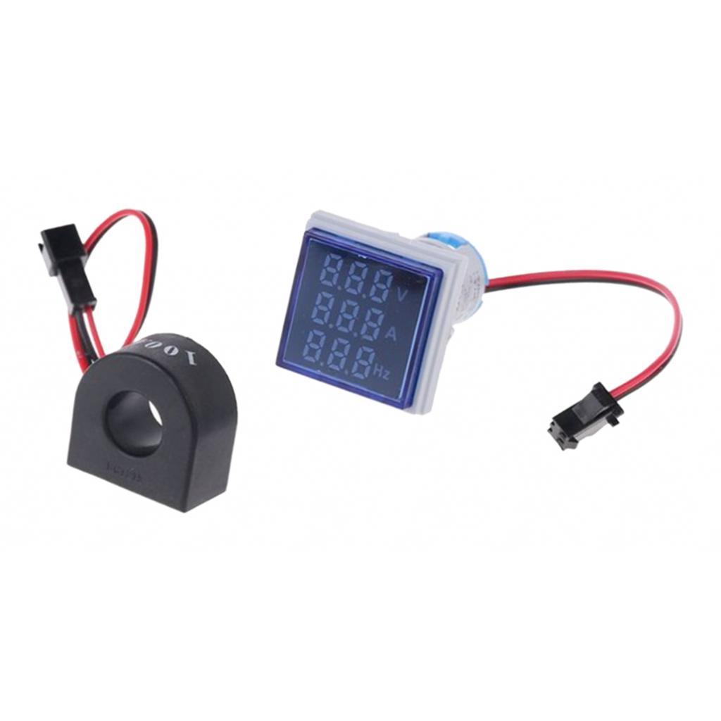 Square LED Digital Hertz Meter Voltage Current Frequency Indicator Blue