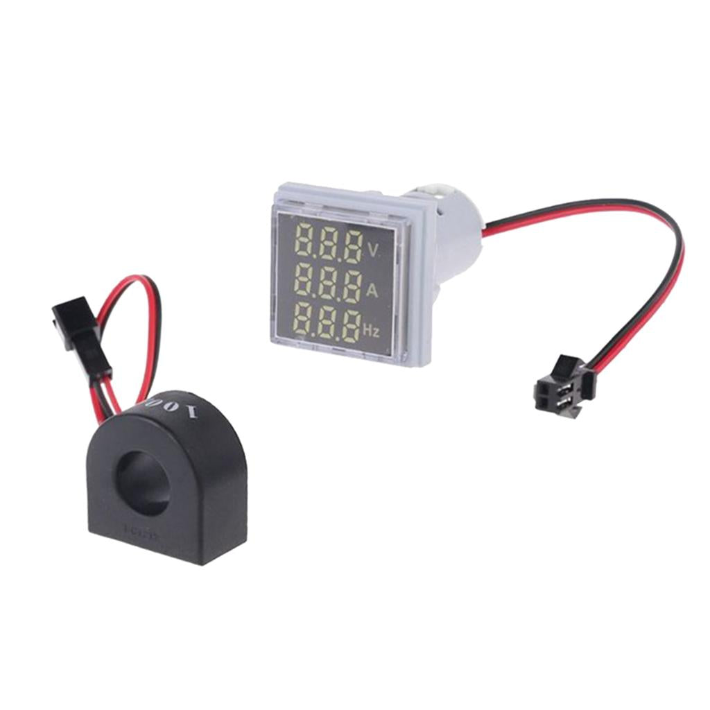 Square LED Digital Hertz Meter Voltage Current Frequency Indicator White