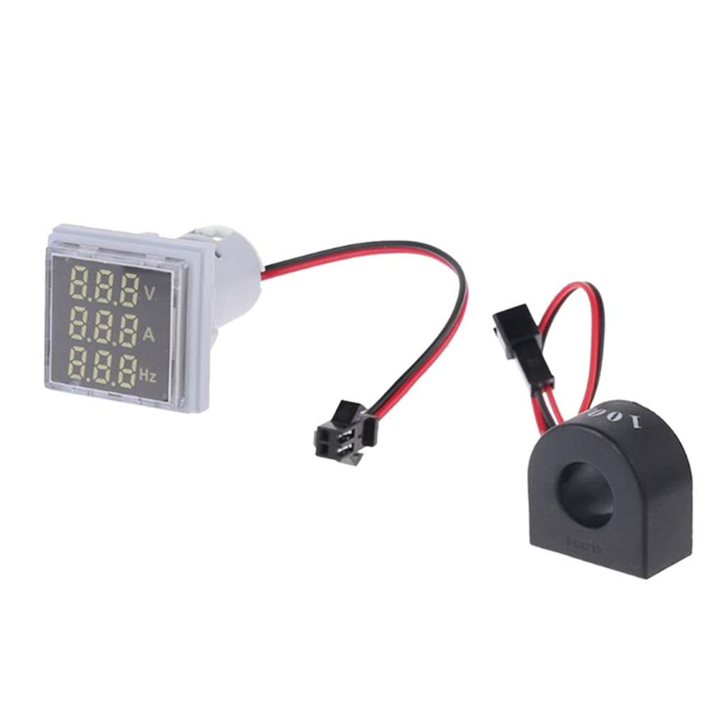 Square LED Digital Hertz Meter Voltage Current Frequency Indicator White