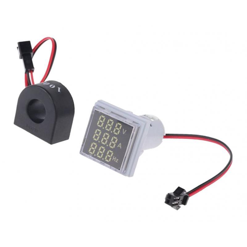 Square LED Digital Hertz Meter Voltage Current Frequency Indicator White