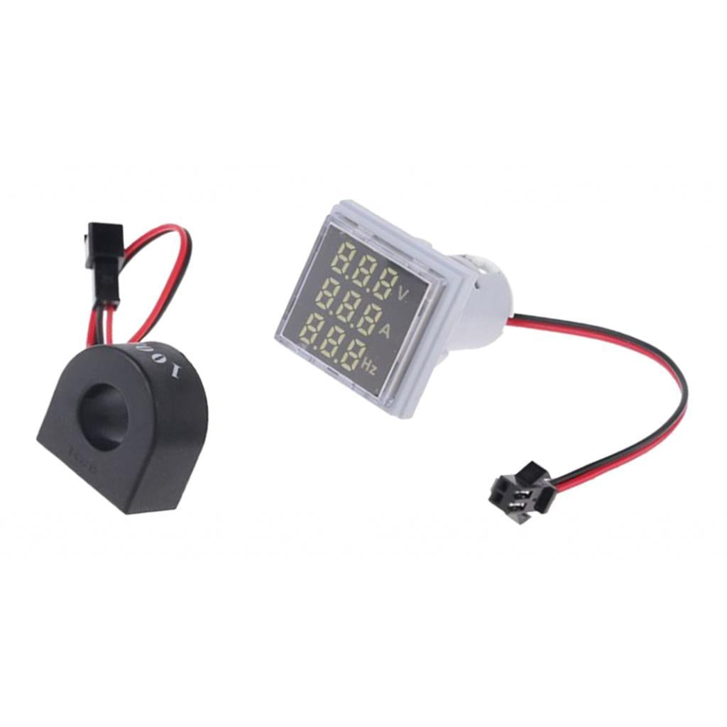 Square LED Digital Hertz Meter Voltage Current Frequency Indicator White