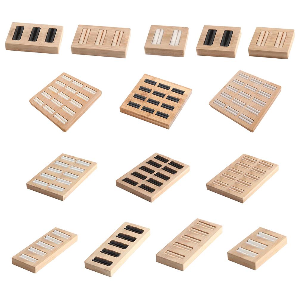 Wooden Earrings Rings Jewelry Display Tray Organizer Holder 15 Slots White