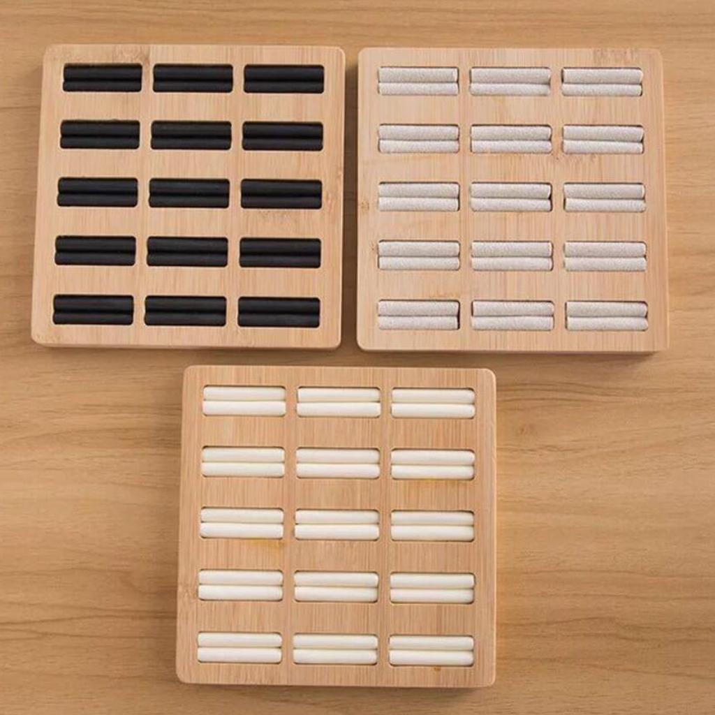 Wooden Earrings Rings Jewelry Display Tray Organizer Holder 15 Slots White