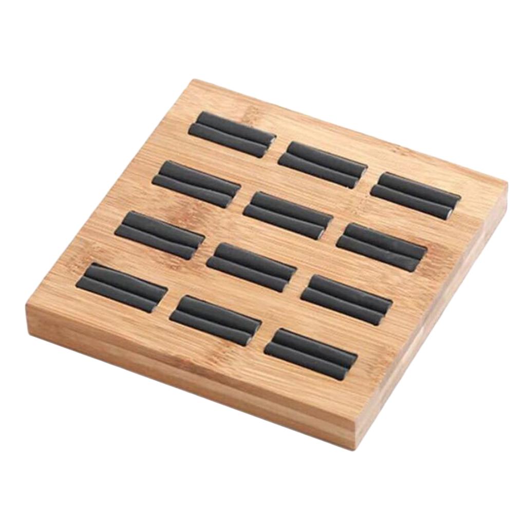 Wooden Earrings Rings Jewelry Display Tray Organizer Holder 15 Slots Black