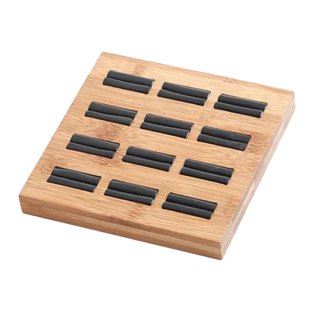 Wooden Earrings Rings Jewelry Display Tray Organizer Holder 15 Slots Black