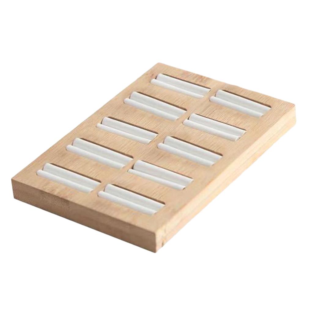 Wooden Earrings Rings Jewelry Display Tray Organizer Holder 10 Slots White