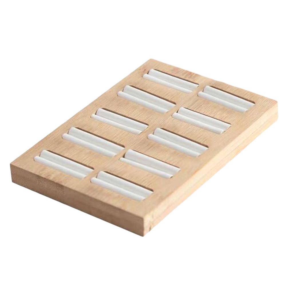 Wooden Earrings Rings Jewelry Display Tray Organizer Holder 10 Slots White