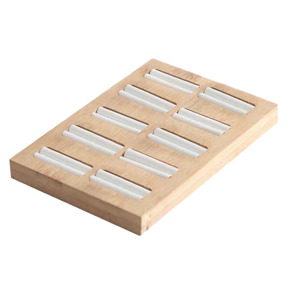 Wooden Earrings Rings Jewelry Display Tray Organizer Holder 10 Slots White