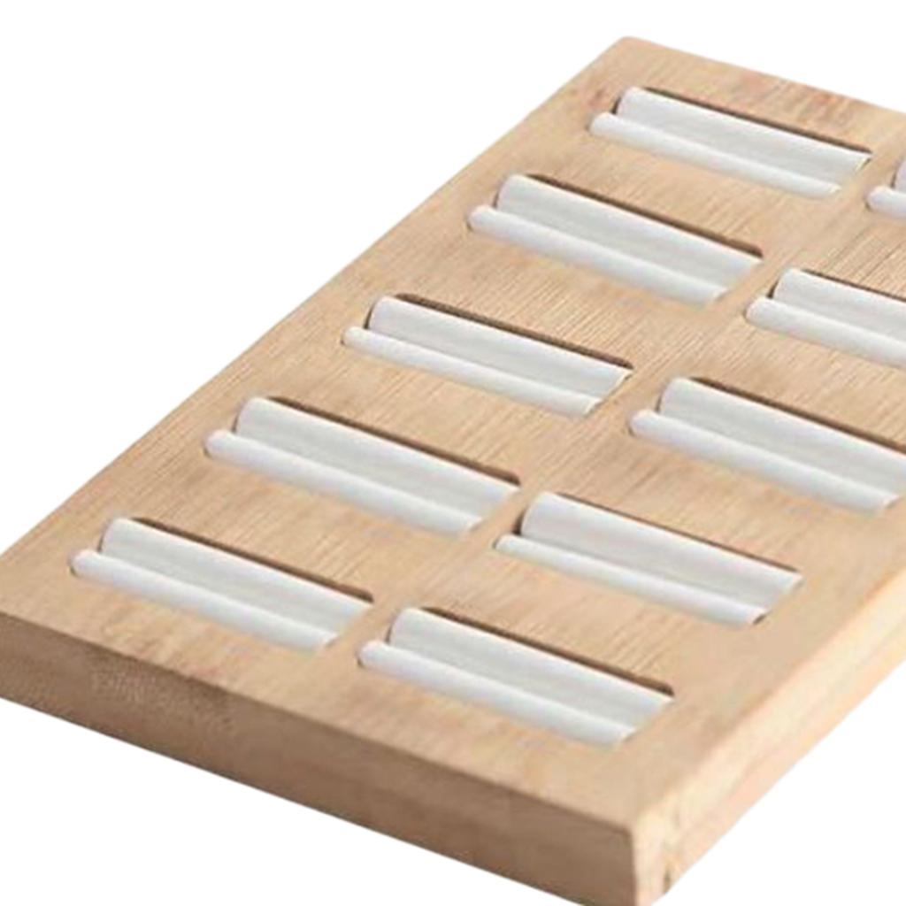 Wooden Earrings Rings Jewelry Display Tray Organizer Holder 10 Slots White