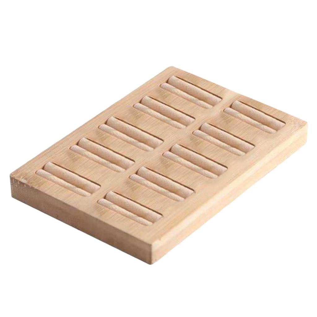 Wooden Earrings Rings Jewelry Display Tray Organizer Holder 10 Slots Beige