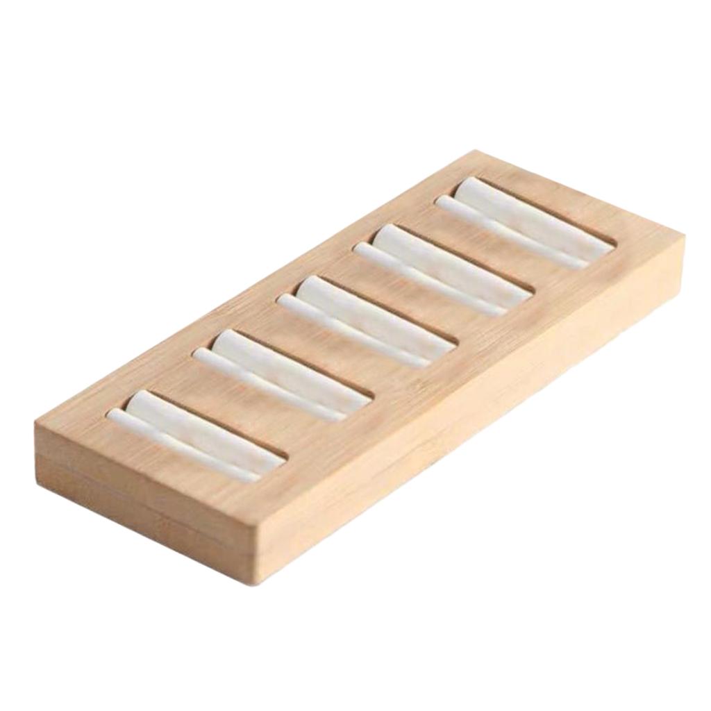 Wooden Earrings Rings Jewelry Display Tray Organizer Holder 5 Slots White